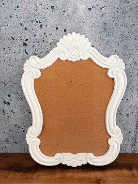 Ornate White Framed Cork Bulletin Board
